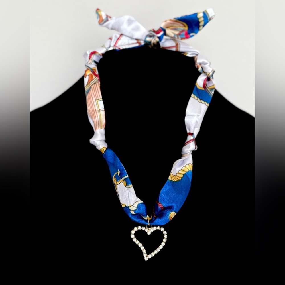 Elegant Blue and White Heart Pendant Necklace